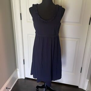 Navy Blue Ann Taylor Loft Cotton Sleeveless Dress Keyhole Back Size Medium M
